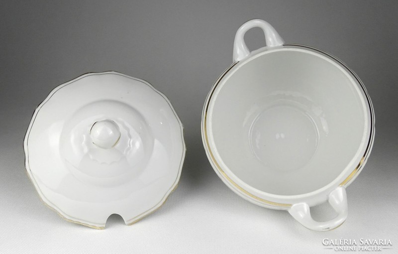 1L182 Régi kisméretű aranyozott Karlsbad fehér porcelán leveses tál
