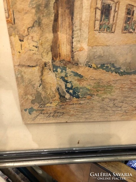 Tabán ábrázolás, festmény, szignált, 40 x 20 cm-es , 1900 elejéről.