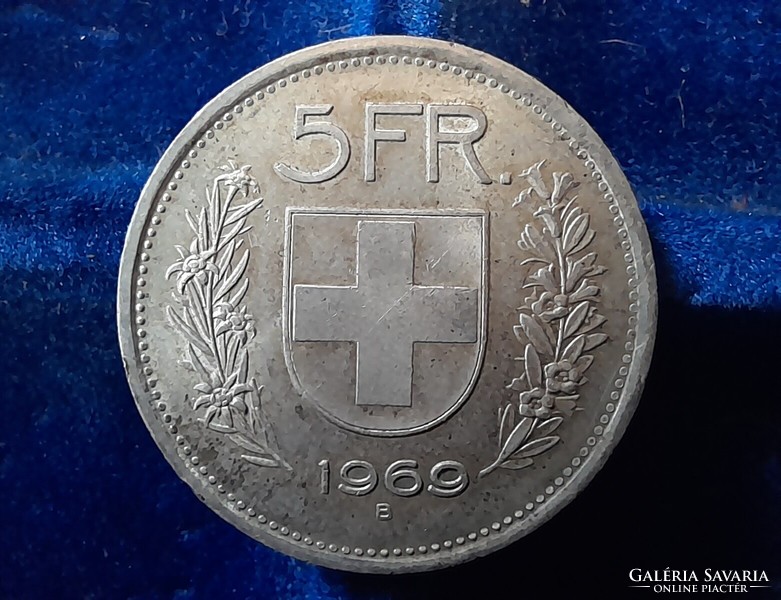 Svájc 5 frank 1969 .  Ag Ezüst . POSTA VAN !