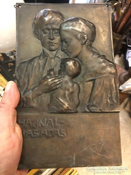 Sződy solid bronze relief pair, 24 x 14.5 cm work.