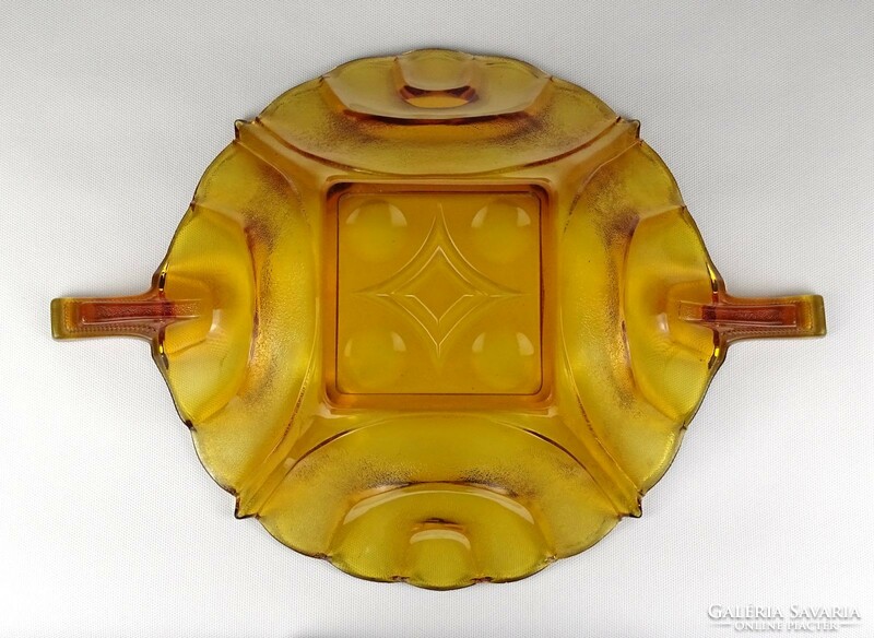 1L162 mid century amber glass center serving bowl 42 cm