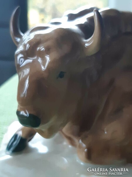 A reclining buffalo from Zsolnay in perfect condition.