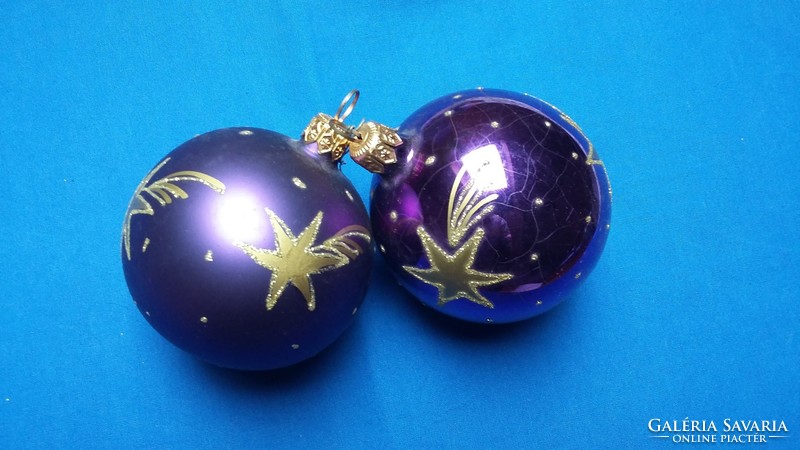 Two old glass balls Christmas tree decorations