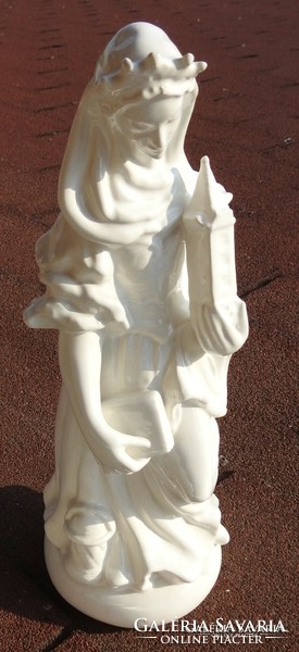 Antik nagyméretű mázas szent szobor - Védőszent - figurális porcelán