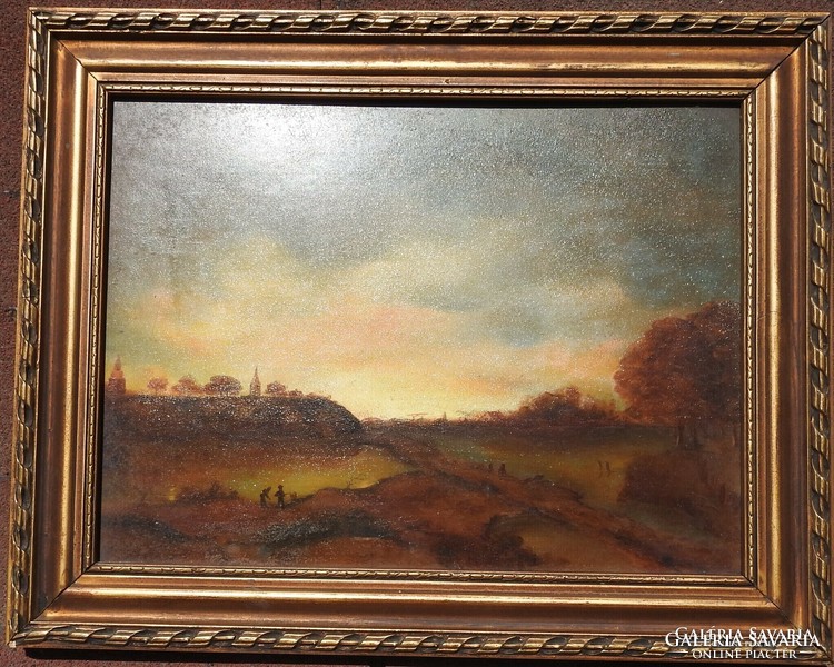 Unknown artist - antique oil / wood painting - marked