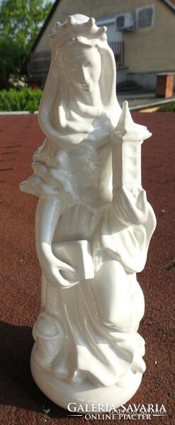 Antique large glazed holy statue - patron saint - figural porcelain