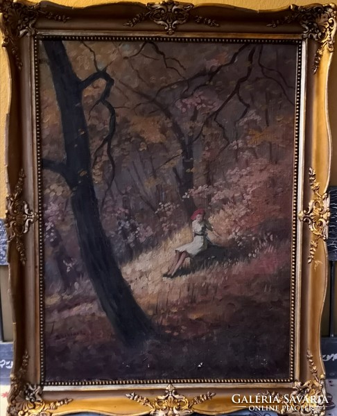 FK/229 - Sziklai Lajos – Erdei pihenő című festménye