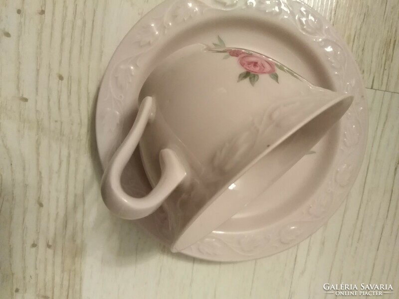 Porcelán kávés - rózsásan