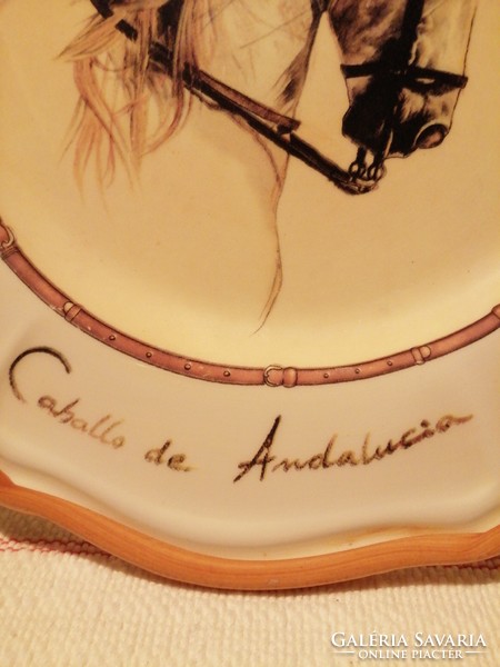 "Cahallo de Andalucia", olasz, lovas,talpas, kerámia torta tál, kínáló.
