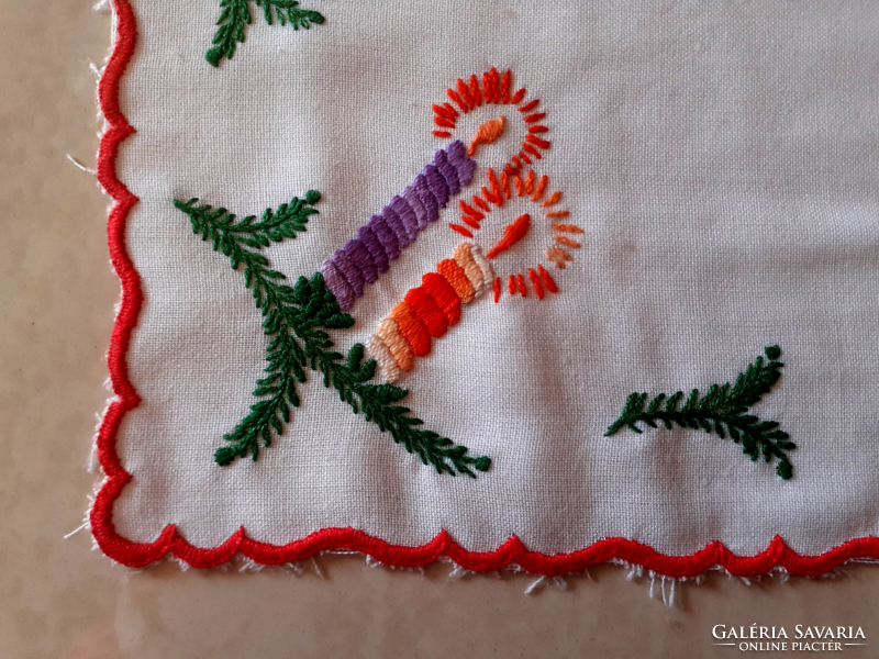 Old Christmas pattern with embroidered small tablecloth for needlework