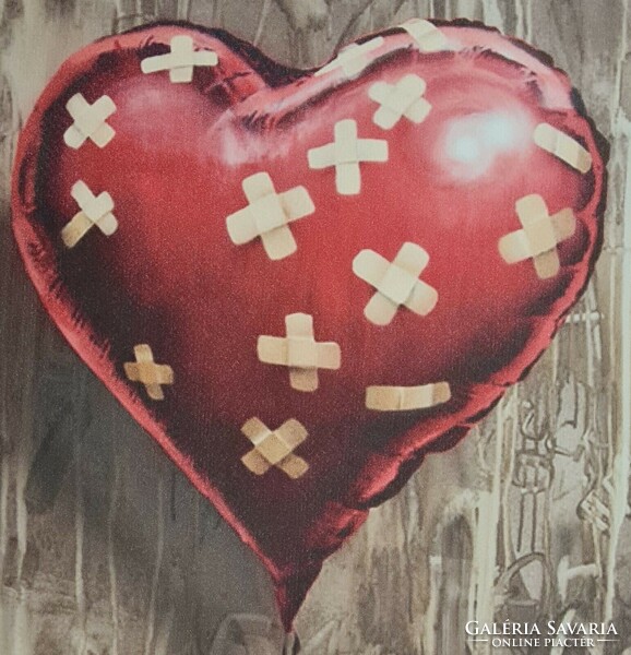 Banksy - eredeti litográfia! - "Sérült szív léggömb" - látlelet korunkból és  irónia korunkról!!!
