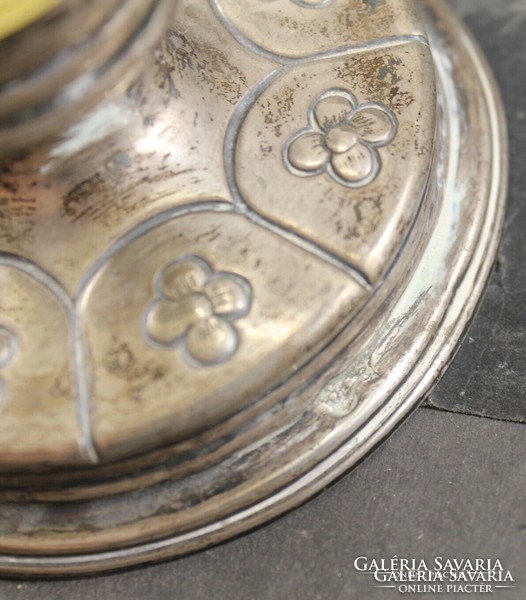 XIX. sz.  ezüst talpas csiszolt üveg váza