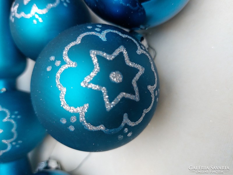 Christmas tree decoration blue glass silver star pattern sphere top decoration 20 pcs