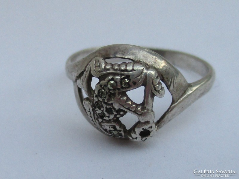 Old small marcasite silver ring