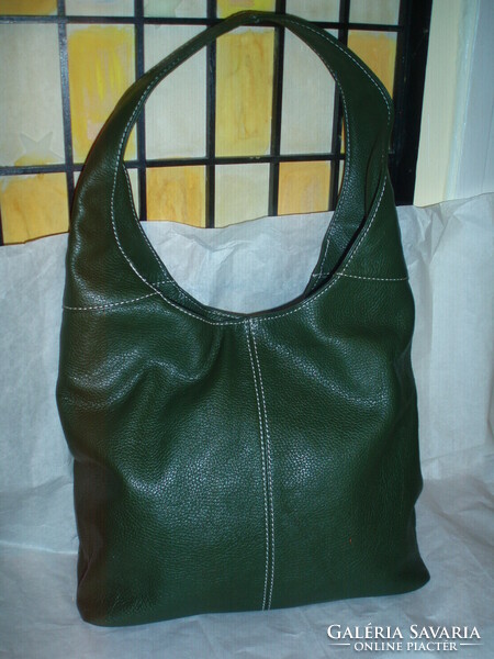Vintage dark green genuine leather shoulder bag