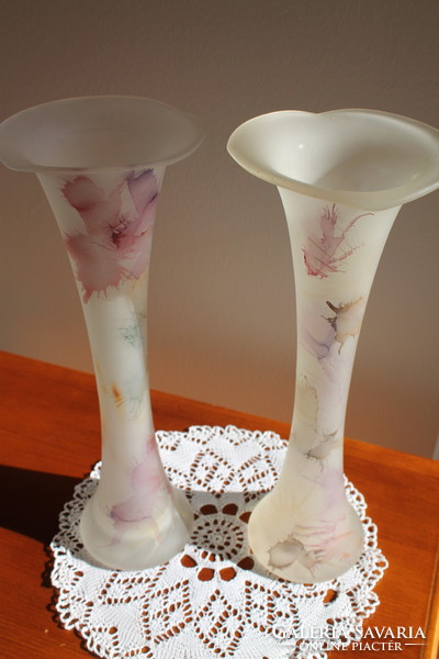 Pair of French acid-etched glass vases
