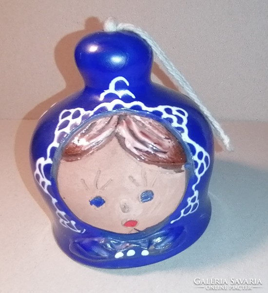 Women's head ceramic bell - by Miklós Hoffer