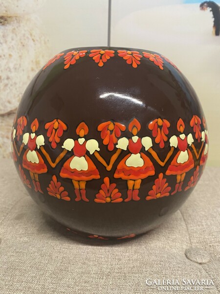 Zsuzsa Stekly fire enamel ball vase is rare! A29