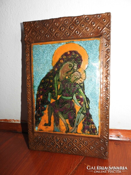 Nagy Gy. Margit(1931. március 17. - 2015. okt) tűzzománc falikép - Madonna a Kisdeddel.