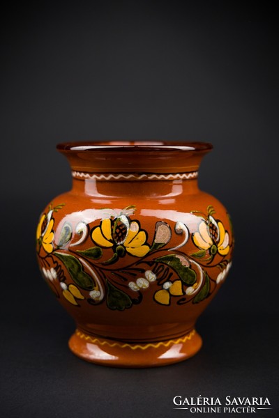 Hódmezővásárhely, hand-painted, large-sized bay vase, marked