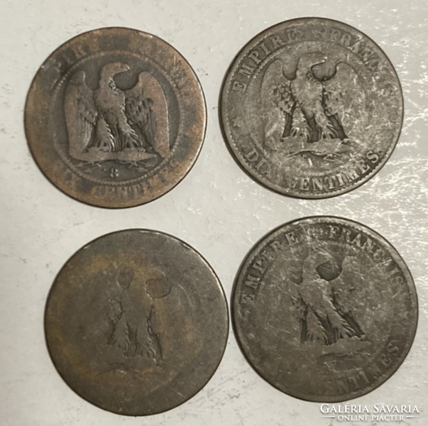 III.Napoleon császár (1852 - 1870) 4 db 5 Centimes  1854-1856-évek (149)