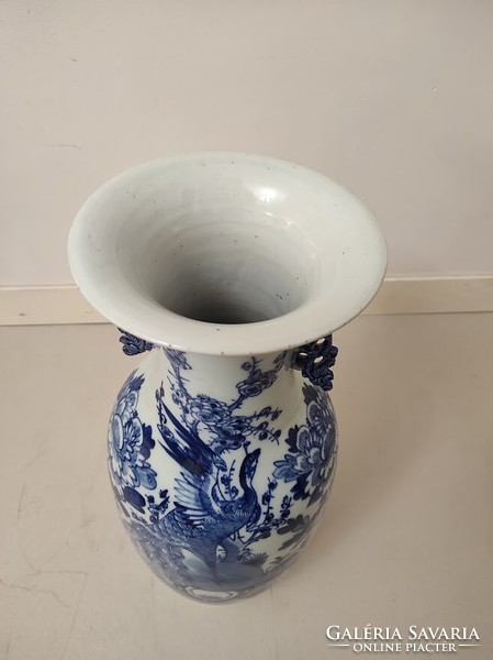 Antik kínai porcelán nagy növény motívumos kék váza 561 5999