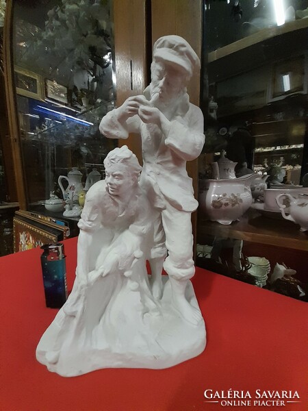Rare royal dux bisquit, biscuit fishermen, porcelain figural statue. 25 Cm.
