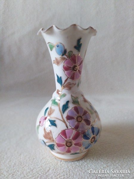 Pair of antique majolica vases, bruder-willner teplice, 15 cm