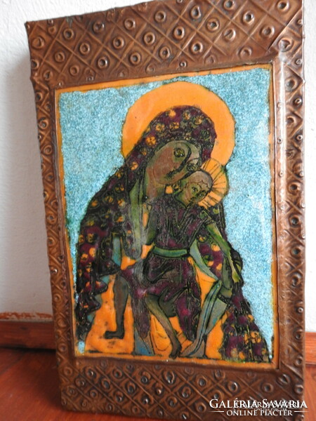 Nagy Gy. Margit(1931. március 17. - 2015. okt) tűzzománc falikép - Madonna a Kisdeddel.