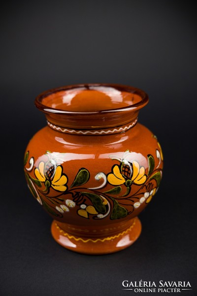 Hódmezővásárhely, hand-painted, large-sized bay vase, marked