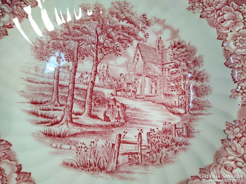 English scene porcelain deep plate, 2 pcs.