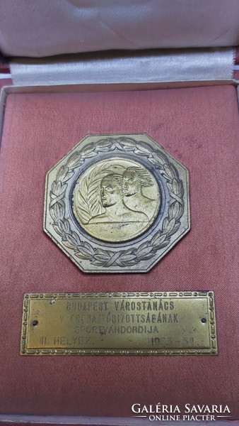 Budapest city council executive committee sports wanderer award 1953-54 plaque
