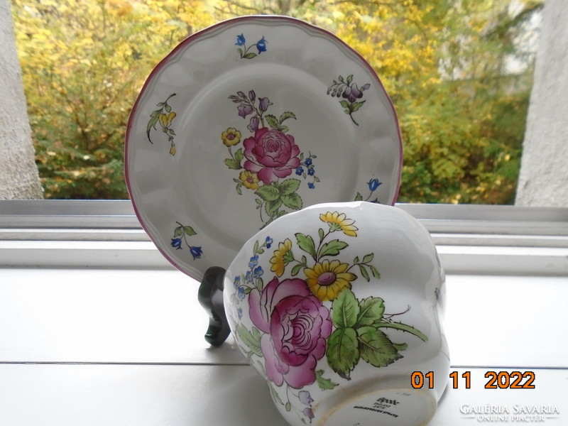 Spode hand painted majolica marlborough sprays with spectacular floral design tea cup coaster