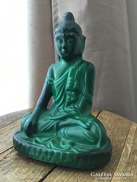 Old Czech malachite glass Nepalese Buddha statue