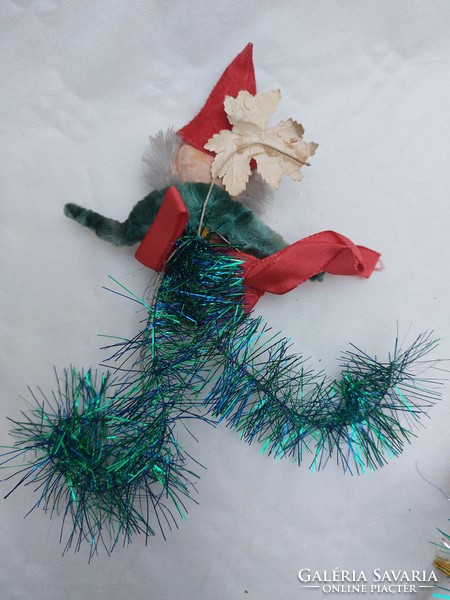 Retro Christmas tree decoration Santa Claus Santa lamella pine branch 3 pcs