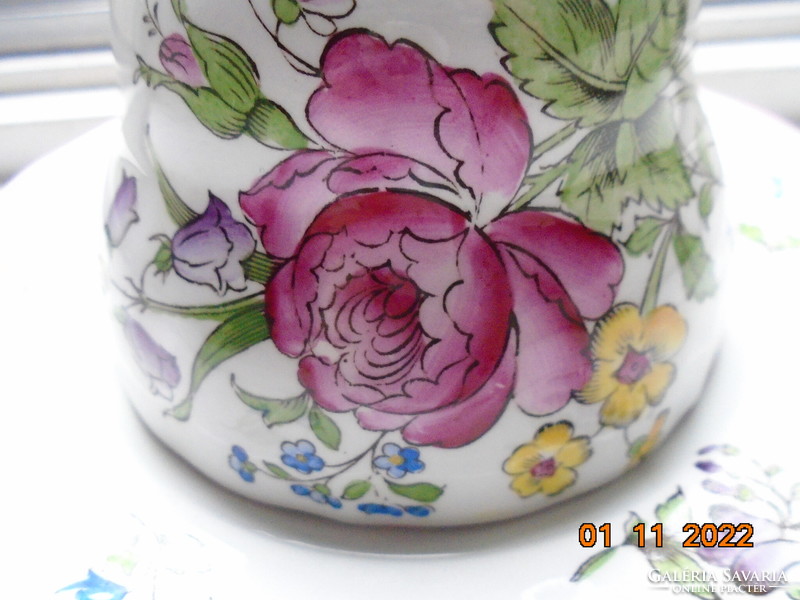 Spode hand painted majolica marlborough sprays with spectacular floral design tea cup coaster