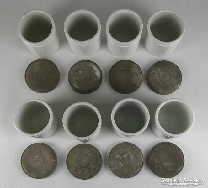 1L187 Antik BARCSAY SZEGED gyógyszertári porcelán patika tégely 8 darab