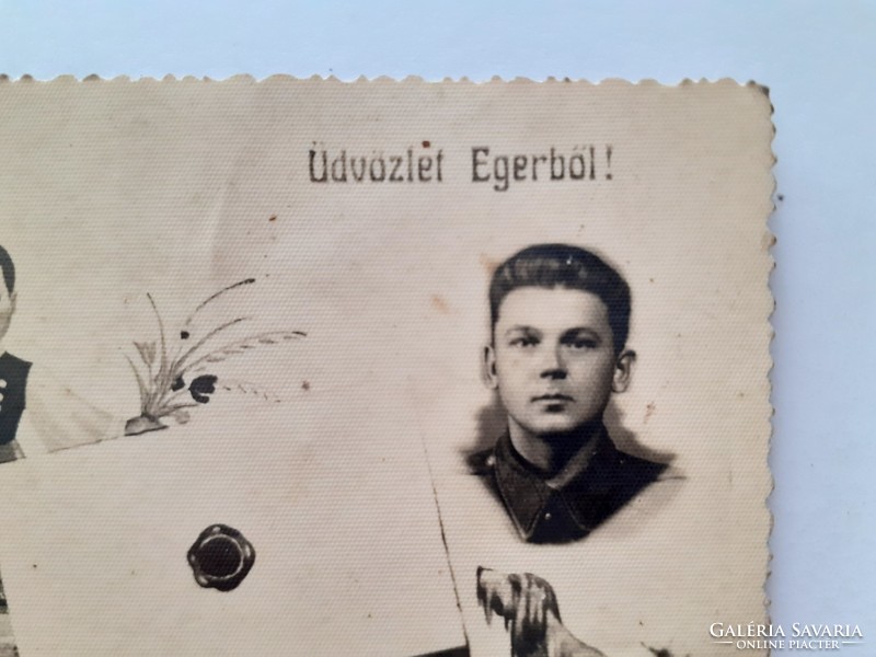 Old soldier photo 1943 demobilization commemorative card ww2