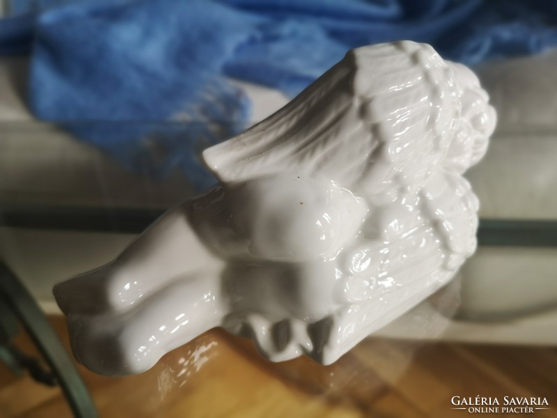 Porcelán fehér angyal, 26 cm