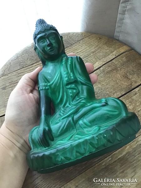 Old Czech malachite glass Nepalese Buddha statue