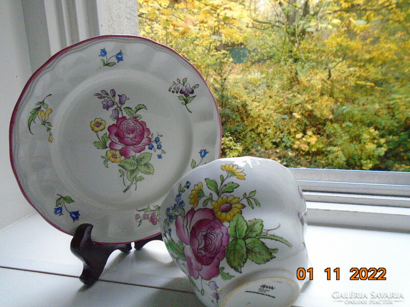 Spode hand painted majolica marlborough sprays with spectacular floral design tea cup coaster