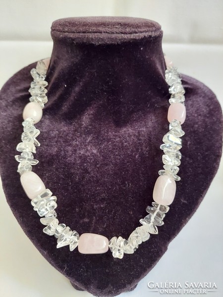 Mineral necklaces /rose quartz, rock crystal/