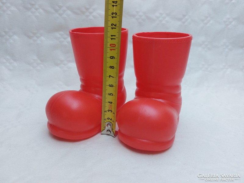 Retro Santa's boots in plastic red gift box