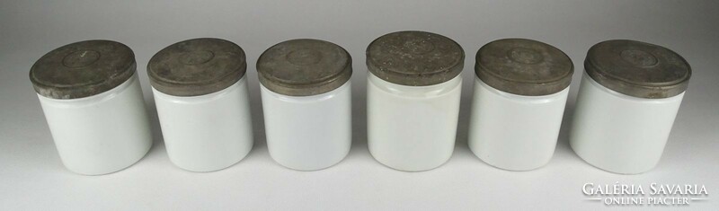 1L185 antique Barcsay Szeged pharmacy porcelain apothecary jar 6 pieces