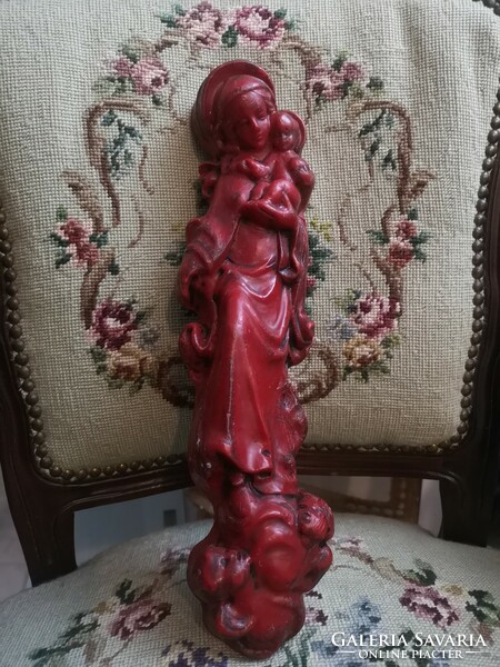 Wax Madonna, Mary with the Child, putto, angel, 40 x 10 x 6 cm