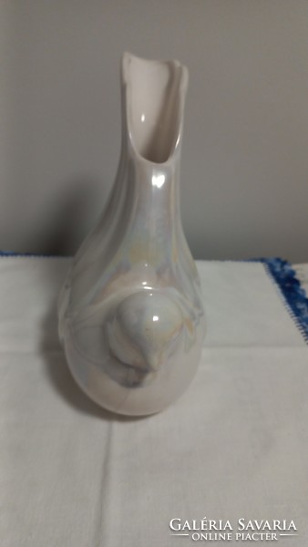 Rebecca majolica marked dove figure vase, flawless,