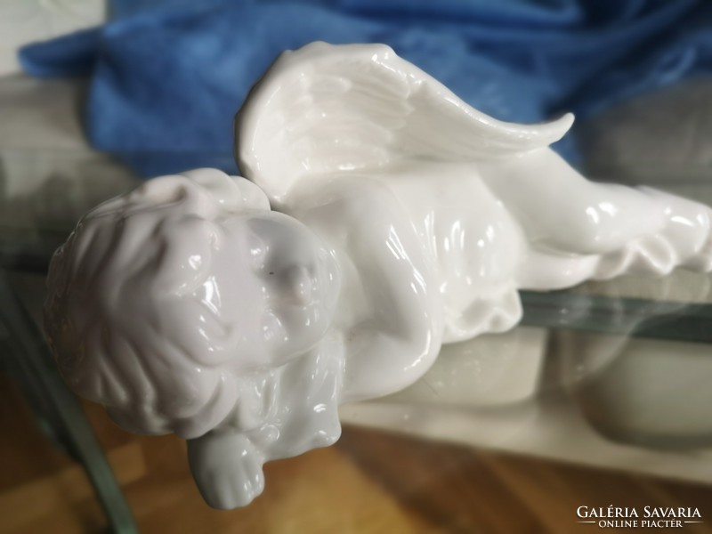 Porcelán fehér angyal, 26 cm