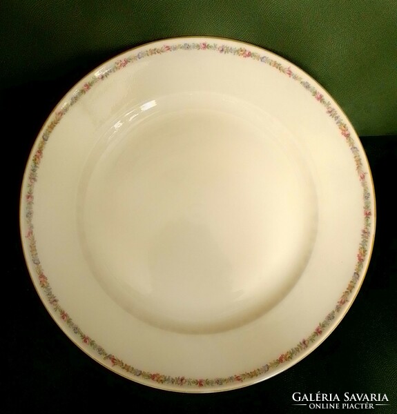 Huge, beautiful German KPM porcelain bowl, royal ivory, fine floral border, cake stand, 32.5 cm