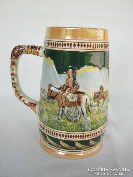 Native American scene with ceramic mug beer mug