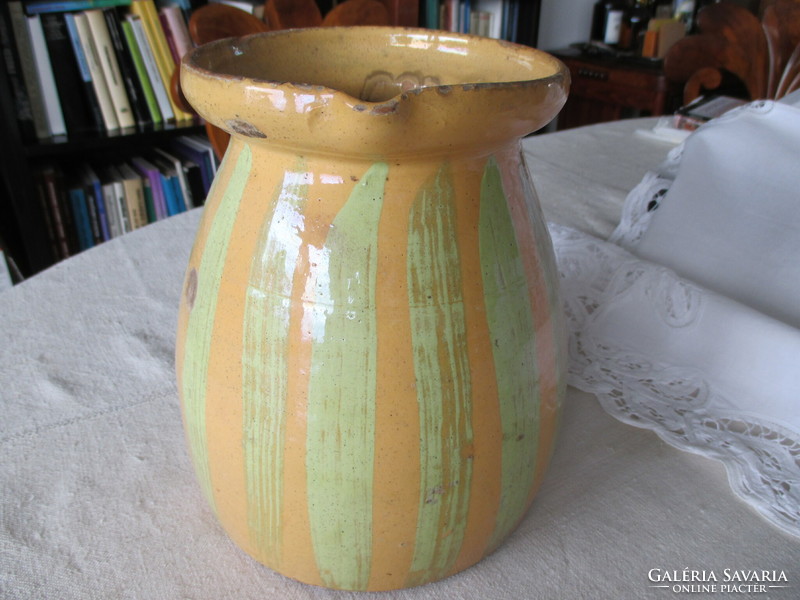 Striped Csákvár pot, jam pot, silke, glazed inside and out